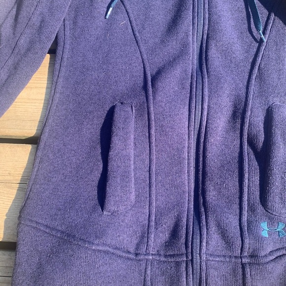 💚 Under Armour UA Storm ColdGear Fleece Full Zip Hoodie - Navy Blue XS - Picture 4 of 10